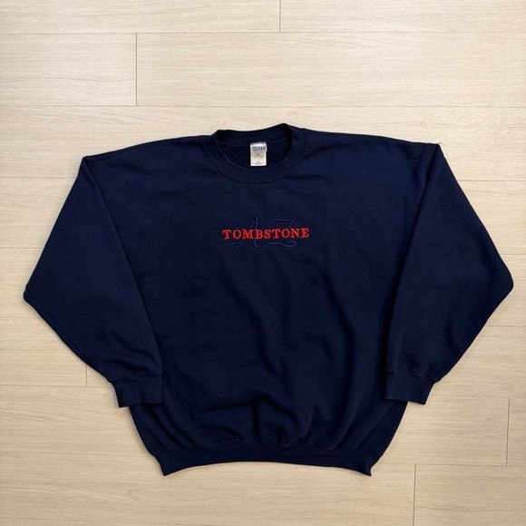 Gildan Other - Vintage Tombstone Arizona Script Navy Blue Crewneck Sweatshirt Mens Size XXL